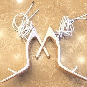 SIMMI White Lace-up Heels, Sz 9